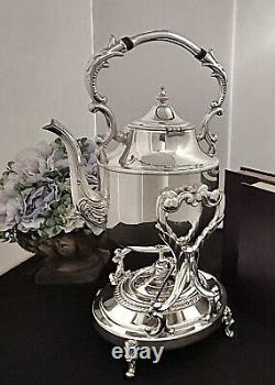 Vintage Tilting Tea Pot Silver Plated Coffee Pot with Warmer Silver Tea Serving