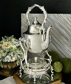 Vintage Tilting Tea Pot Silver Plated Coffee Pot with Warmer Silver Tea Serving