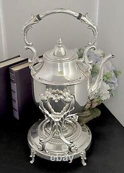 Vintage Tilting Tea Pot Silver Plated Coffee Pot with Warmer Silver Tea Serving
