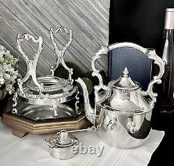 Vintage Tilting Tea Pot Silver Plated Coffee Pot with Warmer Silver Tea Serving