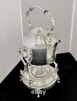 Vintage Tilting Tea Pot Silver Plated Coffee Pot with Warmer Silver Tea Serving