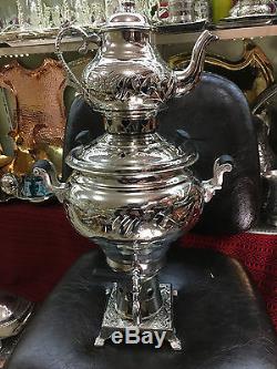 Vintage Turkish Handmade Handcrafted Copper Charcoal Samovar Semaver Teapot Set