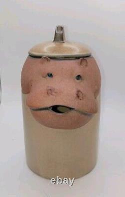 Vintage UITCI Japan Stoneware Hippo Teapot, Pitcher, And Sugar Bowl