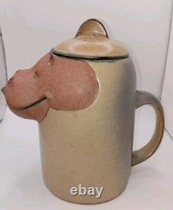 Vintage UITCI Japan Stoneware Hippo Teapot, Pitcher, And Sugar Bowl