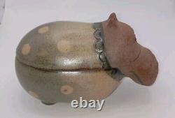 Vintage UITCI Japan Stoneware Hippo Teapot, Pitcher, And Sugar Bowl