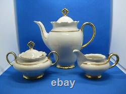 Vintage Upsala Ekeby Teapot Cream and Sugar Set Karlskrona Sweden Ivory & Gold