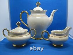 Vintage Upsala Ekeby Teapot Cream and Sugar Set Karlskrona Sweden Ivory & Gold