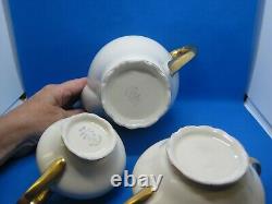 Vintage Upsala Ekeby Teapot Cream and Sugar Set Karlskrona Sweden Ivory & Gold