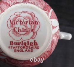 Vintage Victorian Chintz Burleigh Staffordshire England Teapot & 2 Cups Saucers