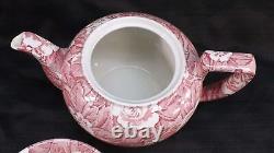 Vintage Victorian Chintz Burleigh Staffordshire England Teapot & 2 Cups Saucers