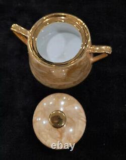 Vintage WAWEL Marbled & Gold Tea/Coffee Set for 10 with Teapot, Creamer & Sugar
