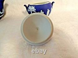 Vintage WEDGWOOD Jasperware TEAPOT, CREAMER & LIDDED SUGAR BOWL SET