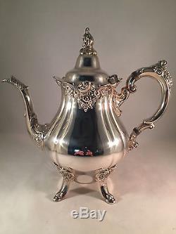Vintage Wallace Baroque Silverplated 5 PC. Coffee Tea Set Excellent Condition