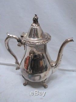 Vintage Wallace Silver Plate Coffee/Tea Service Set Tea Pot Sugar Creamer Tray