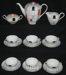 Vintage Wawel Porcelain Pottery Tea Set 15 Pc Poland Post 1970 Teapot 6 C/s S&c