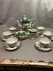 Vintage Wawel Tea Set Poland Circa 1950 Gold Trim, Tea Pot, Sugar, Creamer, 6 C&s