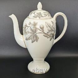 Vintage Wedgwood Ashford Grey Bone China Coffee Pot Set For 6 Demitasse