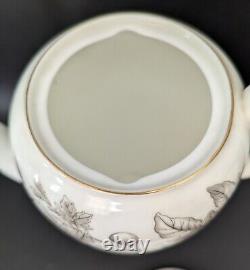 Vintage Wedgwood Ashford Grey Bone China Coffee Pot Set For 6 Demitasse