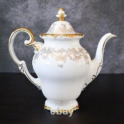 Vintage Weimar Katharina White Gold Floral Porcelain Teapot