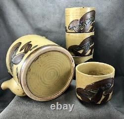 Vintage Wony LTD. Japan Mushroom Teapot Tea Set FOUR Teacups Asian Pottery