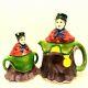 Vintage Wood And Sons England Queensware Old Maid Teapot And Sugar Dish Set 1930