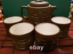 Vintage Zisha Two-Faced Tiki Tea Set Teapot Lid & 4 Cups Book of Tiki
