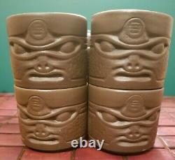 Vintage Zisha Two-Faced Tiki Tea Set Teapot Lid & 4 Cups Book of Tiki