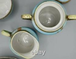 Vintage antique Japanese bone china Enamel hand-painted teapot tea set Japan