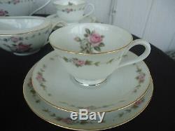 Vintage noritake rc tea set for 6 teapot 6 cups & saucers floral pink roses