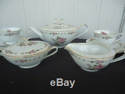 Vintage noritake rc tea set for 6 teapot 6 cups & saucers floral pink roses