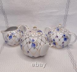 Vintage porcelain set Teapot sugar bowl milk jug. LFZ. USSR