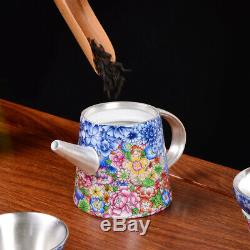 Vintage sterling silver teapot 999 sterling tea set pots gaiwan tea cup saucer