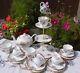 Vintage Summer Flowers Tea Set & Mad Hatter Cake Stand & 4 Trio's Tea Pot