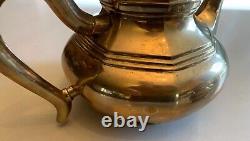 Vintage unbranded solid brass teapot set with creamer and sugar very heavy