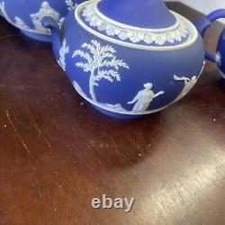 Vintage wedgwood jasperware tea set teapot sugar creamer