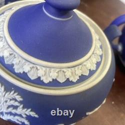 Vintage wedgwood jasperware tea set teapot sugar creamer