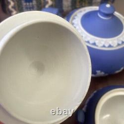 Vintage wedgwood jasperware tea set teapot sugar creamer