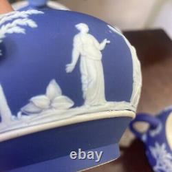 Vintage wedgwood jasperware tea set teapot sugar creamer