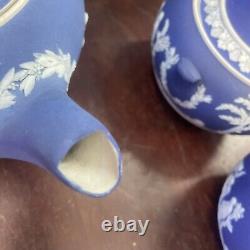 Vintage wedgwood jasperware tea set teapot sugar creamer