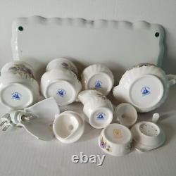 Violets, Pansy Tea Pot Cups Set China Floral Creamer/Sugar Bowl Platter Lot