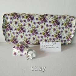 Violets, Pansy Tea Pot Cups Set China Floral Creamer/Sugar Bowl Platter Lot