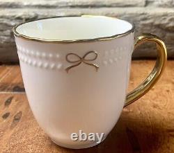 Viral coquette white with gold bows Tea Pot, Creamer. 4 Salad Plates, 4 Coffee Cup