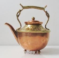 Vitange Tea Pot With Stand Burner Copper/Brass Carl Deffner Germany