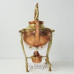 Vitange Tea Pot With Stand Burner Copper/Brass Carl Deffner Germany