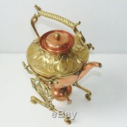 Vitange Tea Pot With Stand Burner Copper/Brass Carl Deffner Germany