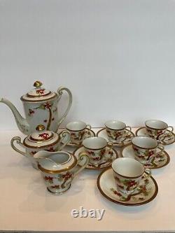 Vntge Occupied Japan Tea Pot Demitasse Tea St 6 Cups/Saucers HAND PAINTED