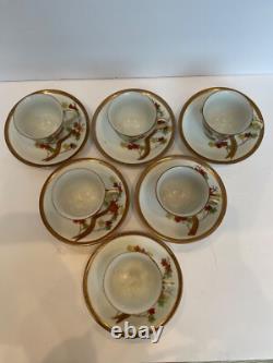 Vntge Occupied Japan Tea Pot Demitasse Tea St 6 Cups/Saucers HAND PAINTED