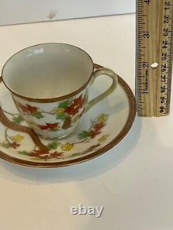 Vntge Occupied Japan Tea Pot Demitasse Tea St 6 Cups/Saucers HAND PAINTED