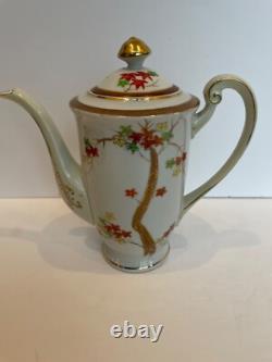 Vntge Occupied Japan Tea Pot Demitasse Tea St 6 Cups/Saucers HAND PAINTED