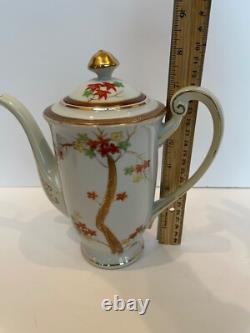 Vntge Occupied Japan Tea Pot Demitasse Tea St 6 Cups/Saucers HAND PAINTED